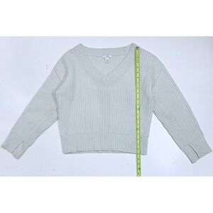 Women's Lewit Cashmere Pullover V-Neck Sweater‎ Green Medium M Ribbed